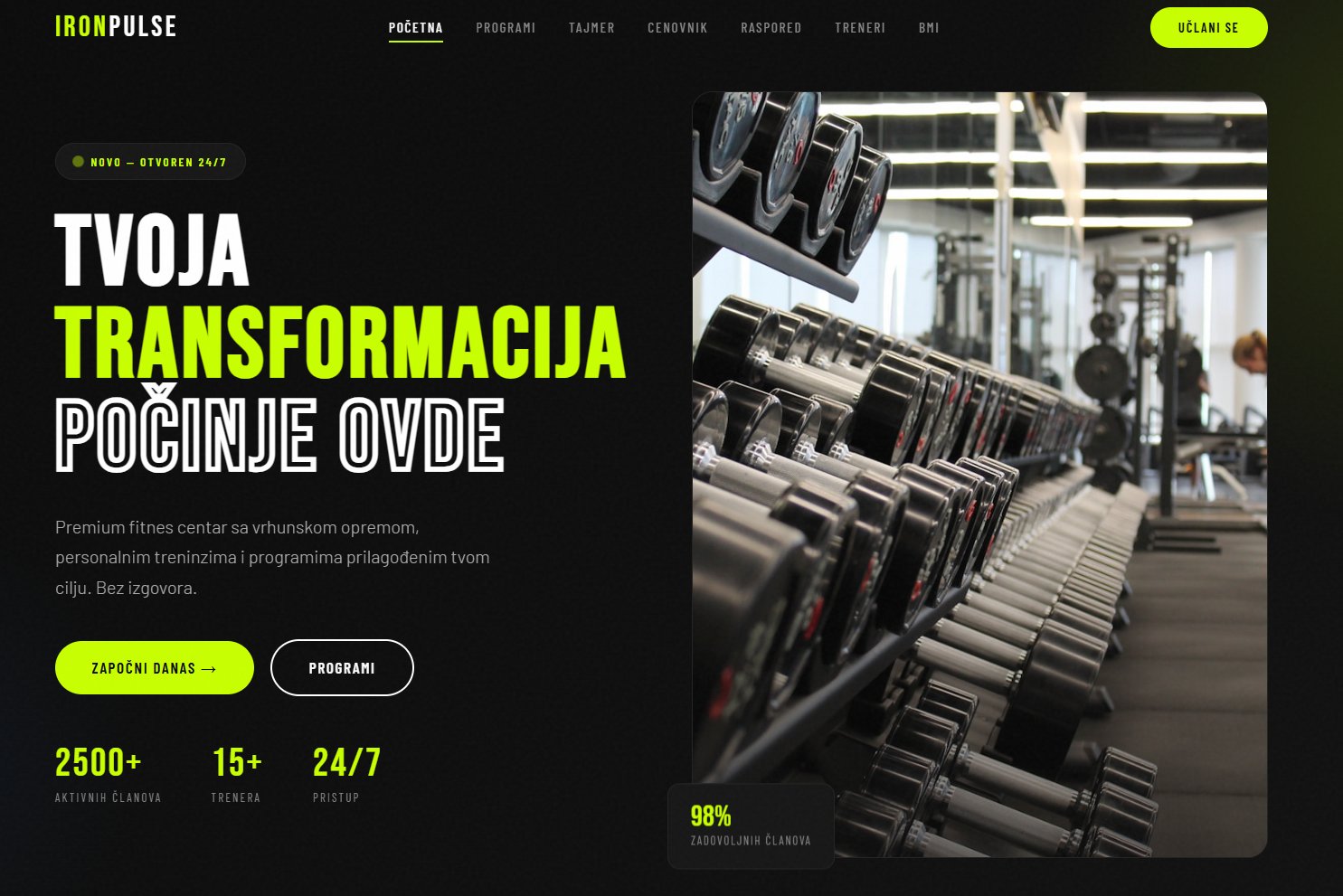 IRONPULSE — Premium fitnes centar